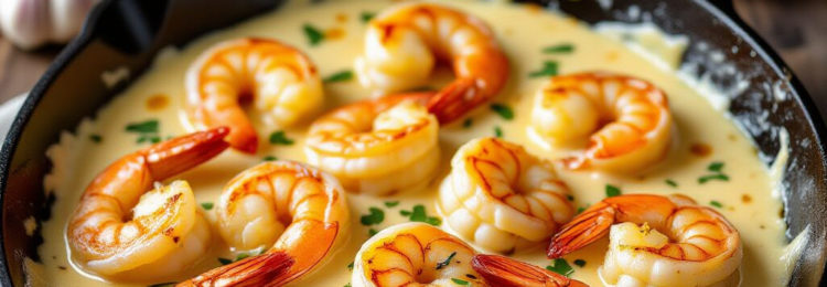 Как приготовить жареные креветки в сливочном соусе с чесноком и сыром на сковороде